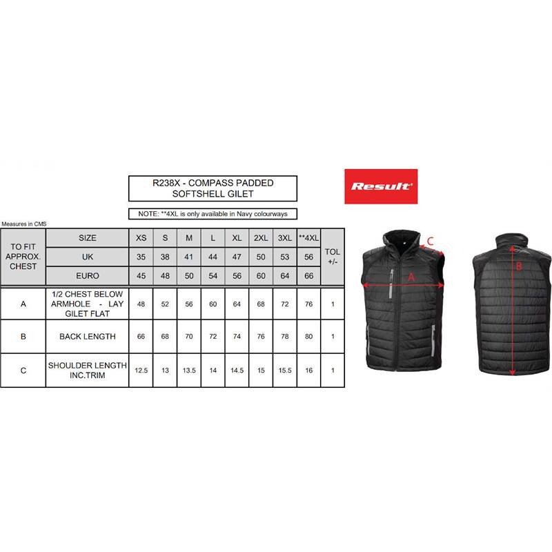 Result Black Compass Padded Softshell Gilet R238X-3
