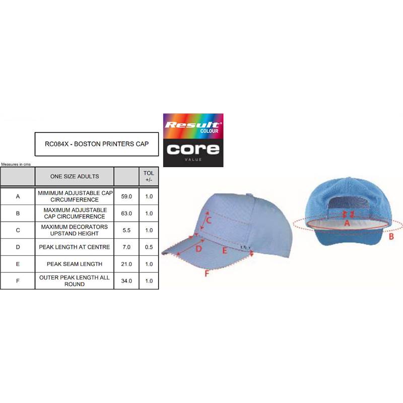 Result Unisex Boston Printers Cap RC084X-2