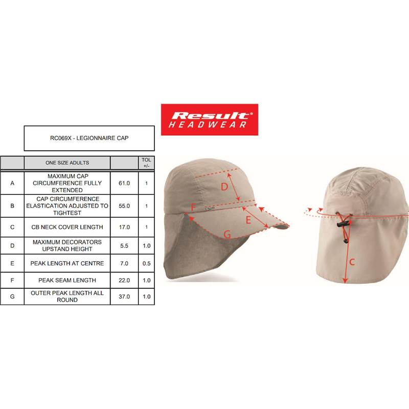 Result Unisex Ulti Legionnaire Cap RC069X-5
