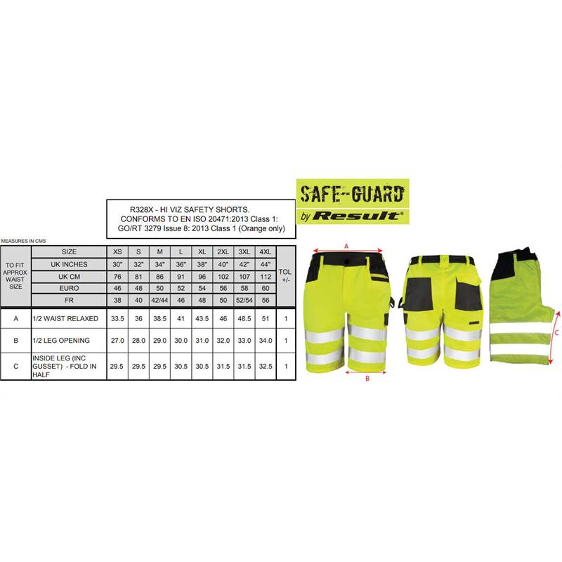 Result Unisex Safety Cargo Shorts R328X-5