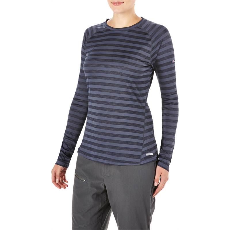 Berghaus Tech Tee Stripe Womens Long Sleeve Crew Neck Baselayer Top-3